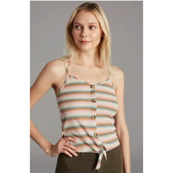 American Eagle Outfitters Tie Front Striped Tank Top Size Small - Picture 1 of 7